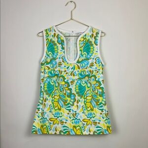 NWT Trina Turk sleeveless blouse green blue gold yellow white S